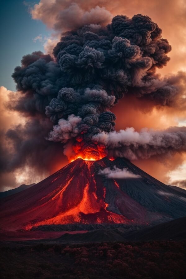 Volcan en erupción - Anonimo