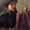 Autorretrato con sombrero de fieltro oscuro en el caballete - Vincent van Gogh