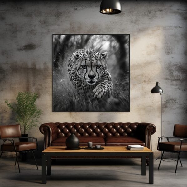 ATAI0203 Acción en blanco y negro de un guepardo corriendo_ATAI