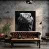 Primer plano en blanco y negro de un dragón de Komodo_ATAI