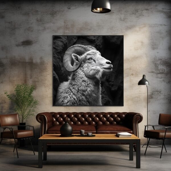 ATAI0216 Retrato en blanco y negro de una cabra montés_ATAI