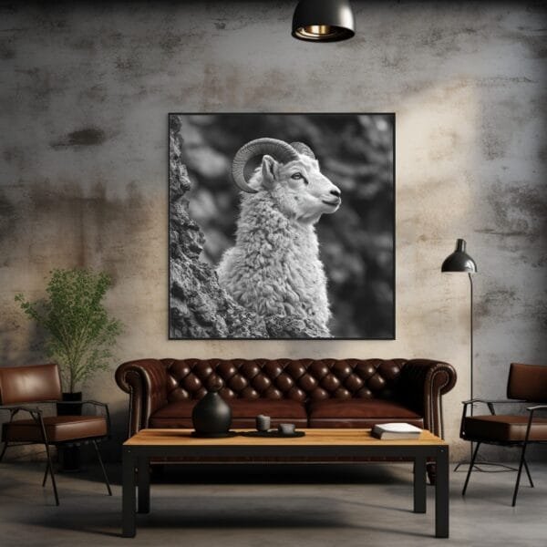 ATAI0217 Retrato en blanco y negro de una cabra montés serena_ATAI
