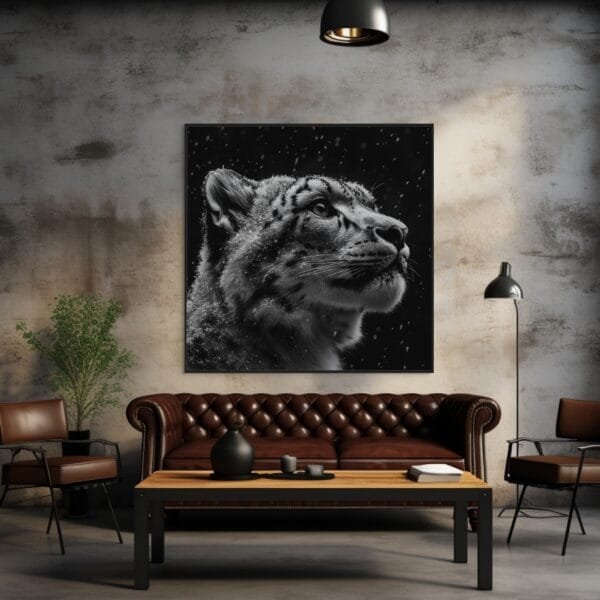 ATAI0218 Retrato en blanco y negro de un leopardo de las nieves_ATAI