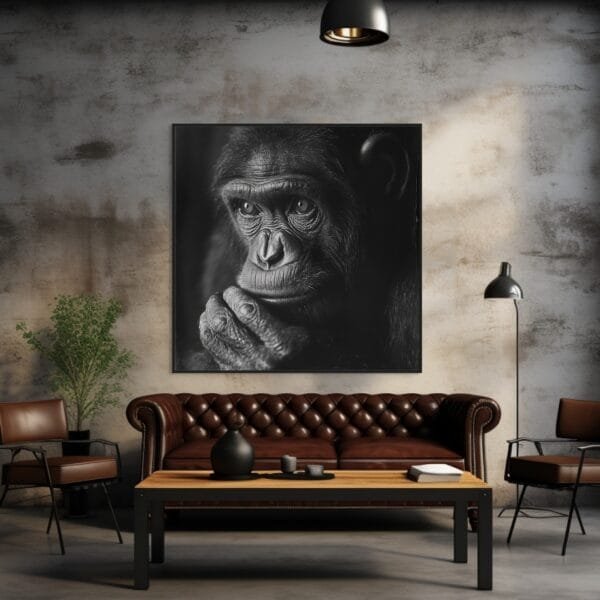 ATAI0228 Primer plano en blanco y negro de un chimpancé_ATAI