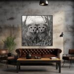 Primer plano en blanco y negro de dos cachorros de guepardo_ATAI