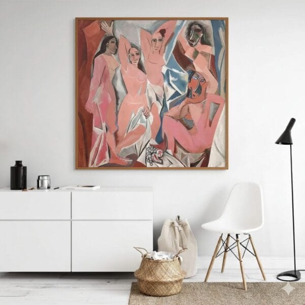 Las señoritas de aviñón - Pablo Picasso, 48x48, Marco Madera