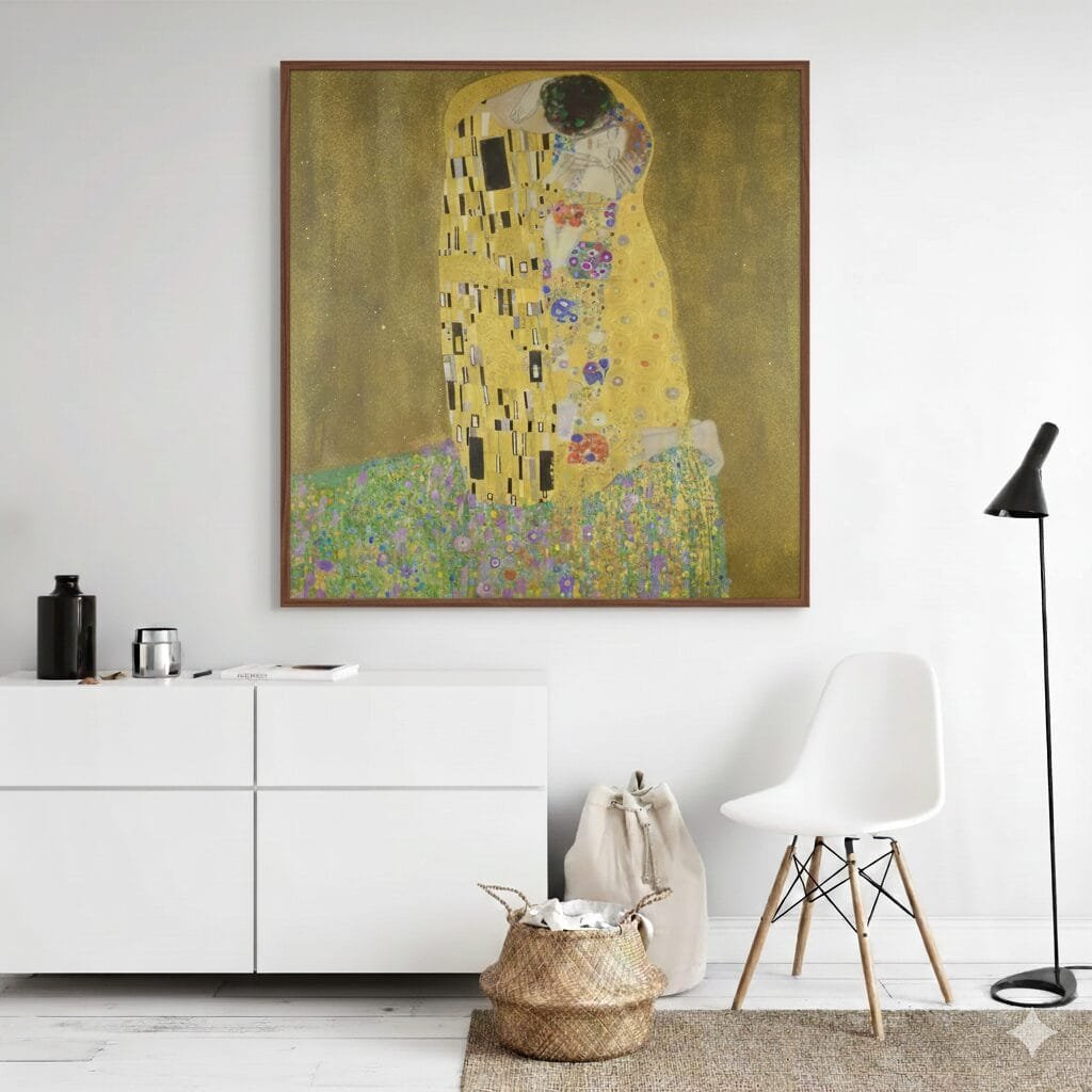 El Beso – Gustav Klimt, 48×48, Marco Madera