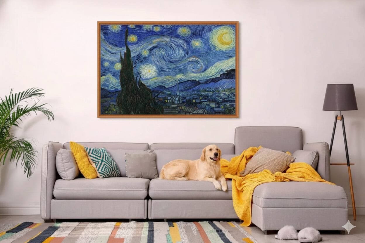 La noche estrellada – Vincent van Gogh, 48X32, Marco Madera