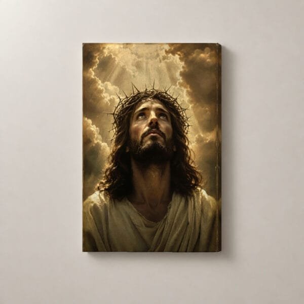 Cristo con la Mirada al Cielo, cuadro vertical en canvas