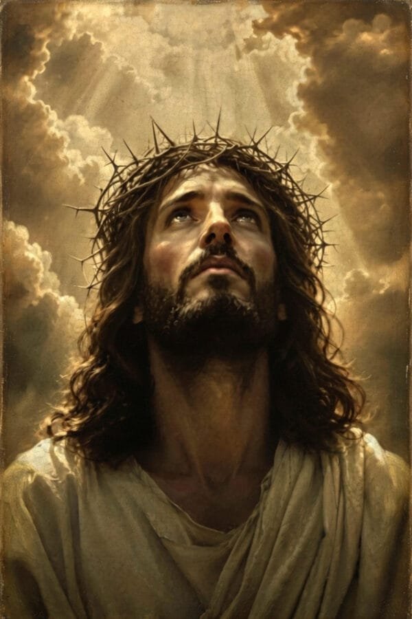 Cristo con la Mirada al Cielo, arte sin mockup