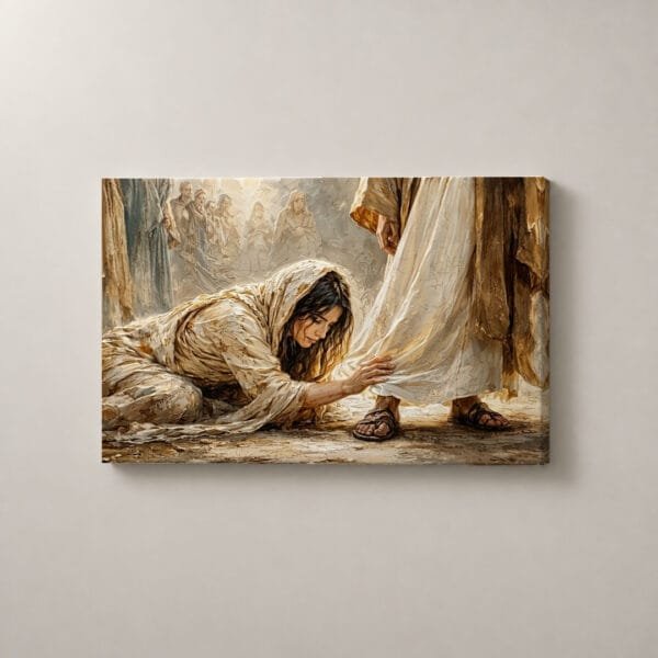 A los Pies de Jesús, cuadro horizontal en canvas