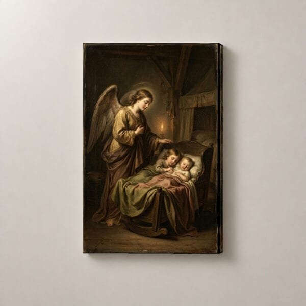 Ángel que Vela el Sueño, cuadro vertical en canvas