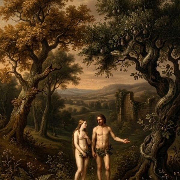 Adán y Eva en el Jardín, arte sin mockup