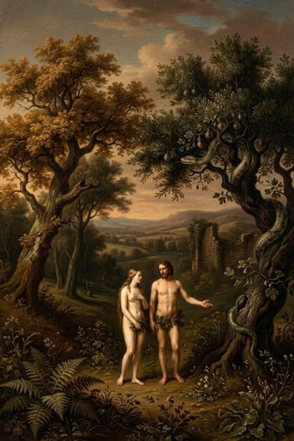 Adán y Eva en el Jardín, arte sin mockup