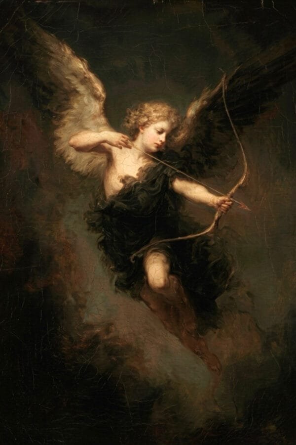 Ángel con Arco entre Nubes, arte sin mockup