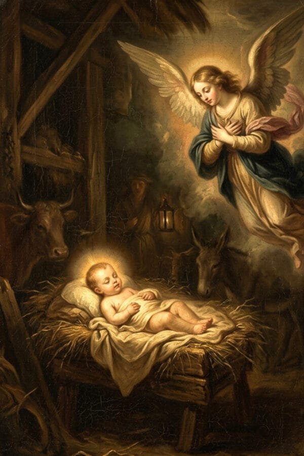 Ángel sobre el Pesebre, arte sin mockup