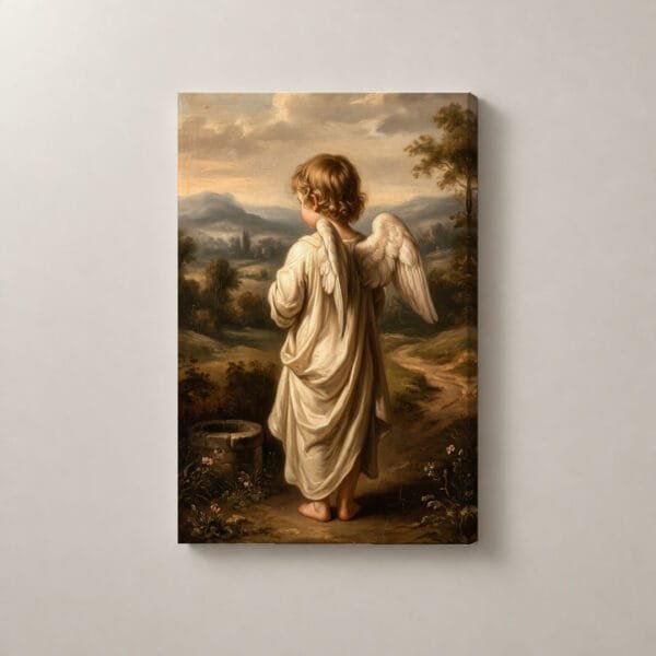 Ángel Niño ante el Valle, cuadro vertical en canvas