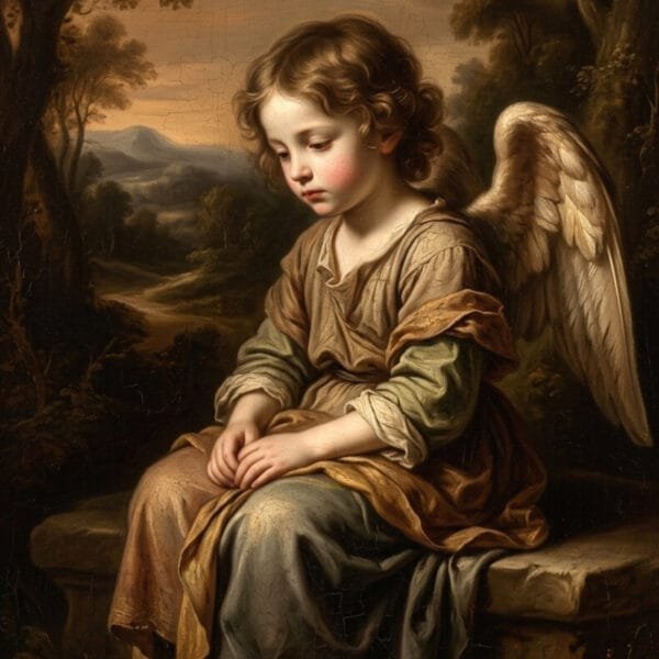 Pequeño Ángel en Contemplación, arte sin mockup