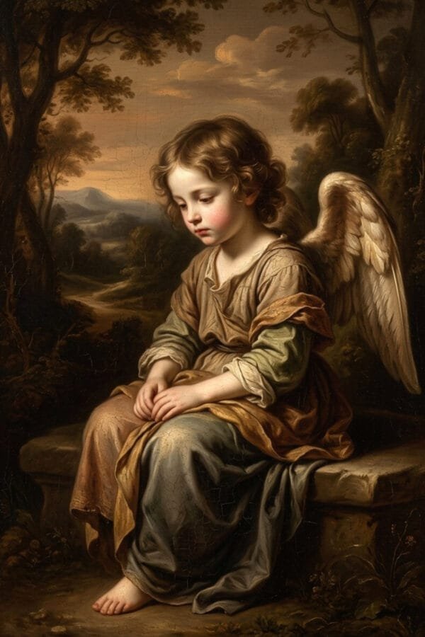 Pequeño Ángel en Contemplación, arte sin mockup