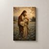 Jesús Abraza al Bebé entre Flores, cuadro vertical en canvas