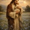 Jesús Abraza al Bebé entre Flores, arte sin mockup