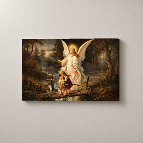 Ángel Guardián en el Puente, cuadro horizontal en canvas