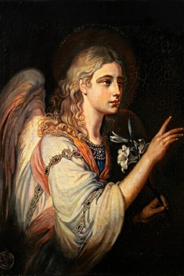 Ángel con Lirios Blancos, arte sin mockup