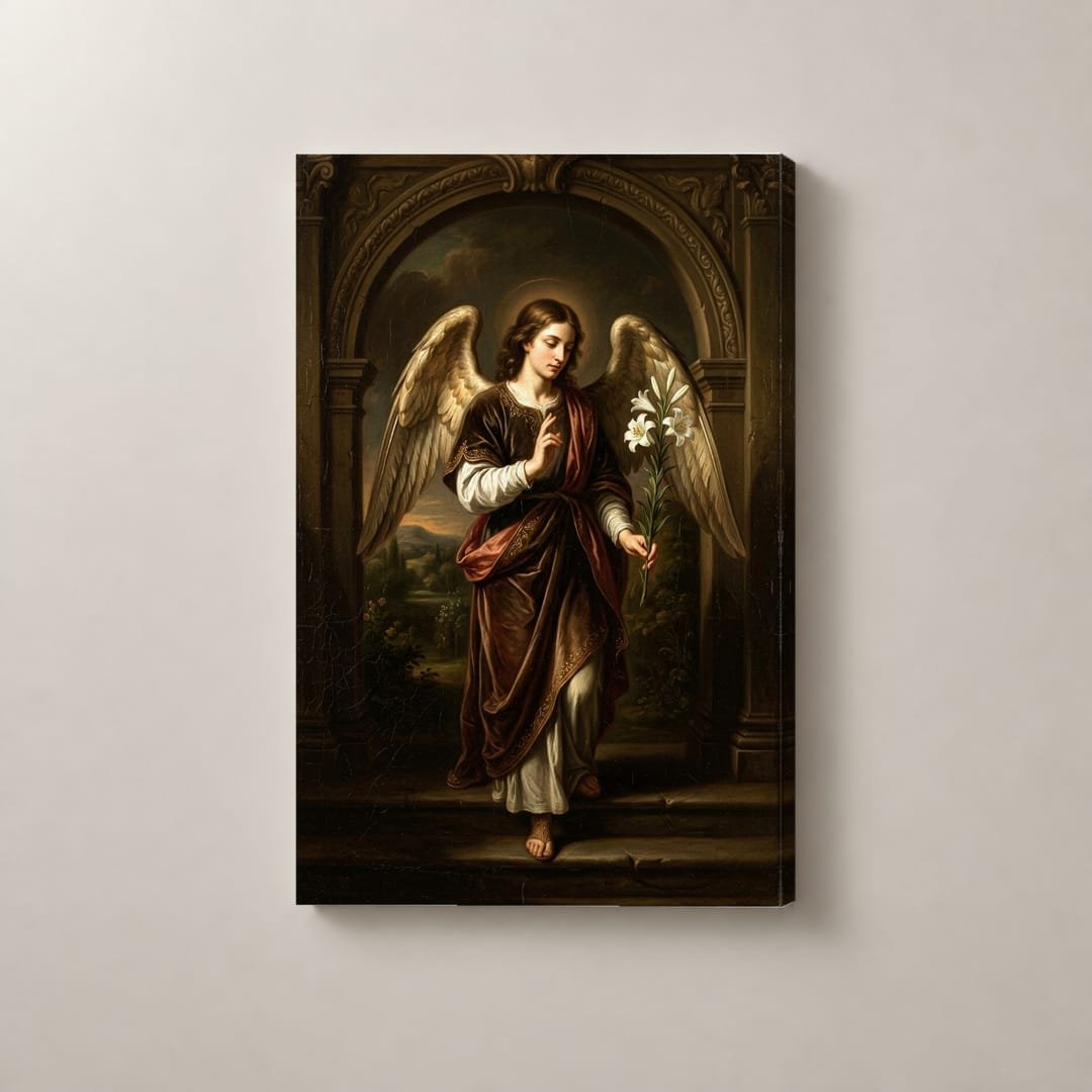 Ángel con Lirios ante el Arco