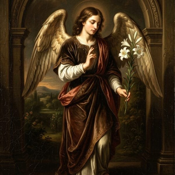 Ángel con Lirios ante el Arco, arte sin mockup