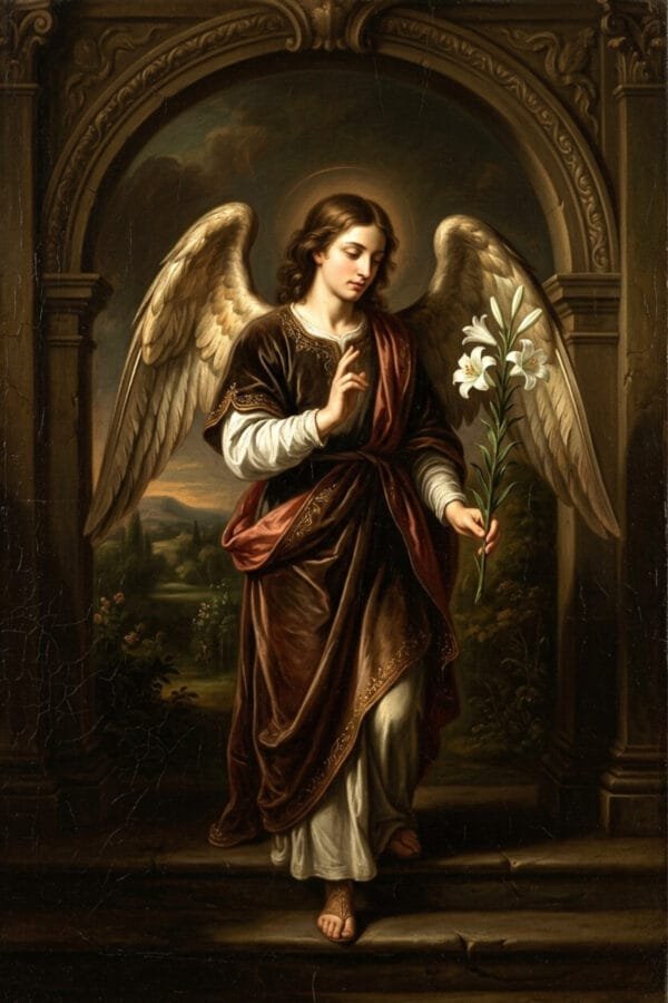 Ángel con Lirios ante el Arco, arte sin mockup