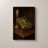 Biblia a la Luz de una Vela, cuadro vertical en canvas