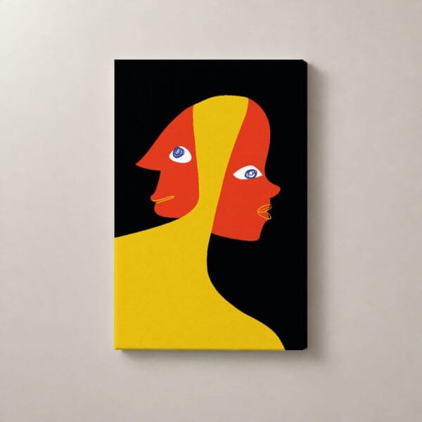 Dos Miradas, cuadro vertical en canvas