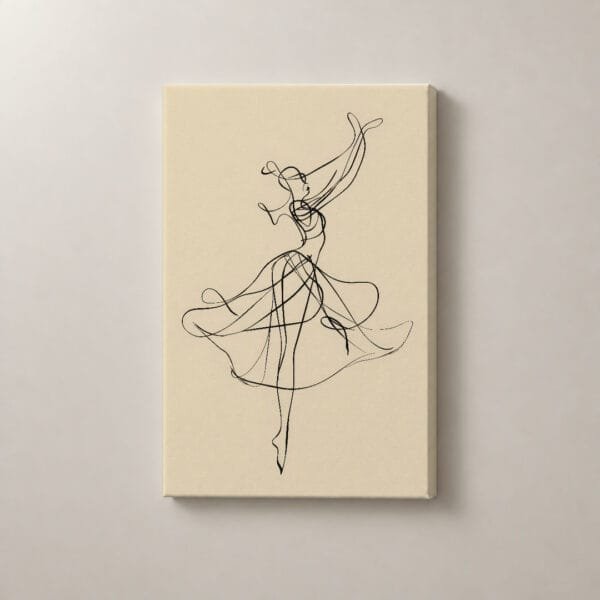 Danza del Viento — mockup Danza del Viento, cuadro vertical en canvas