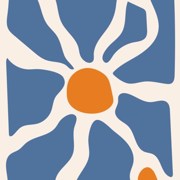 Sol entre Formas Azules, arte sin mockup