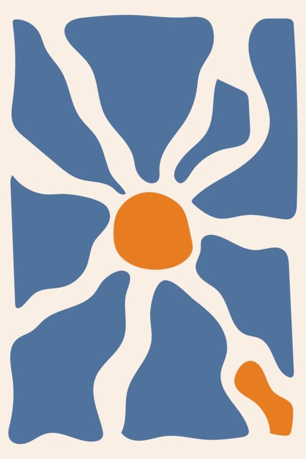 Sol entre Formas Azules, arte sin mockup