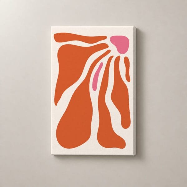 Destello Coral, cuadro vertical en canvas