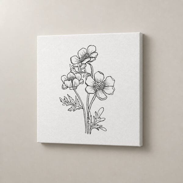 Flores de Papel, cuadro cuadrado en canvas