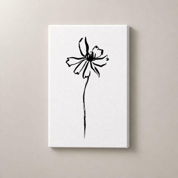 Flor en un Trazo — mockup Flor en un Trazo, cuadro vertical en canvas
