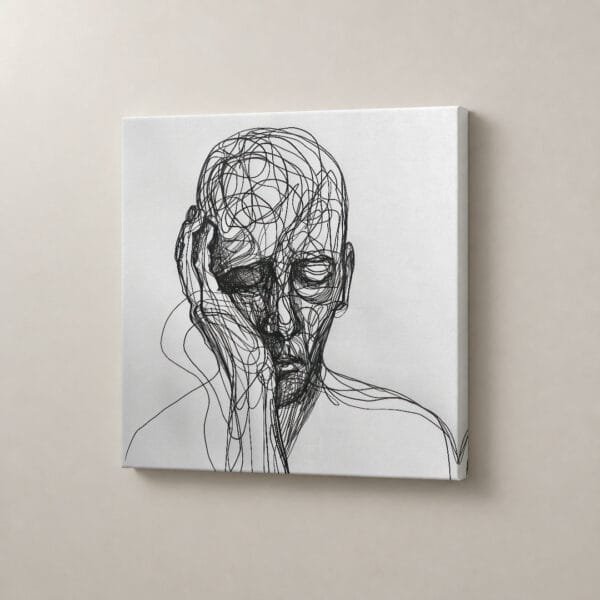 Pensamiento entre Hilos, cuadro cuadrado en canvas