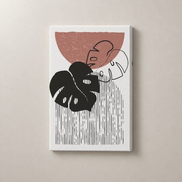 Monstera en Contraste, cuadro vertical en canvas