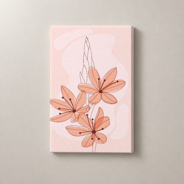 Flores de Durazno, cuadro vertical en canvas