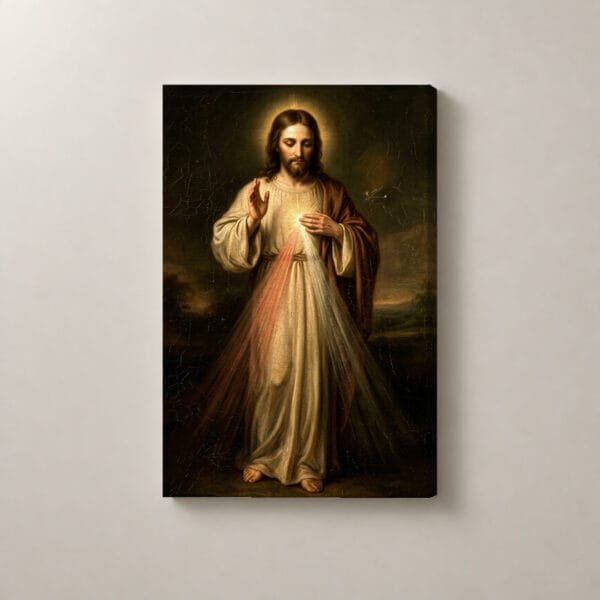 Divina Misericordia entre Nubes, cuadro vertical en canvas