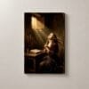 Oración bajo un Rayo de Luz, cuadro vertical en canvas