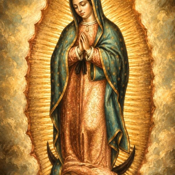 Virgen de Guadalupe en Luz Dorada, arte sin mockup