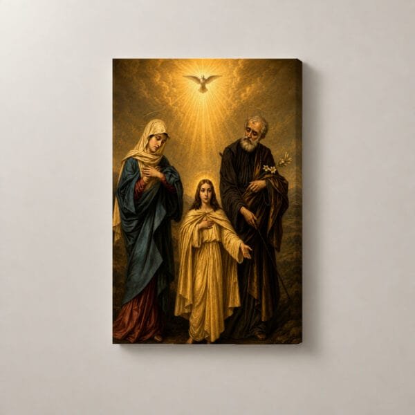 La Familia Sagrada en Luz Divina, cuadro vertical en canvas