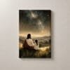 Jesús y la Niña bajo las Estrellas, cuadro vertical en canvas