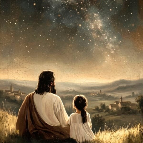 Jesús y la Niña bajo las Estrellas, arte sin mockup