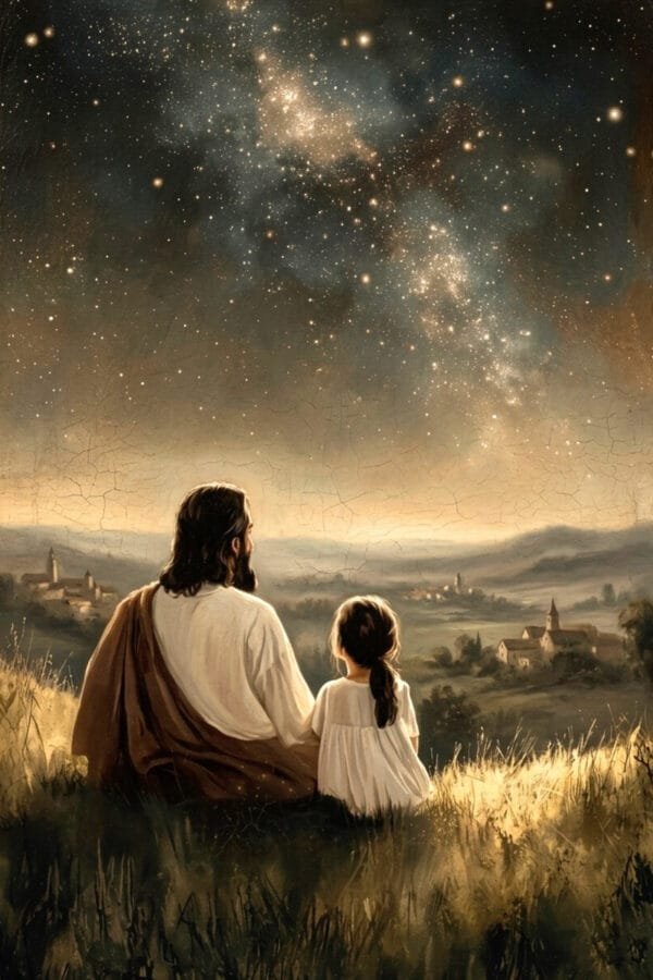 Jesús y la Niña bajo las Estrellas, arte sin mockup