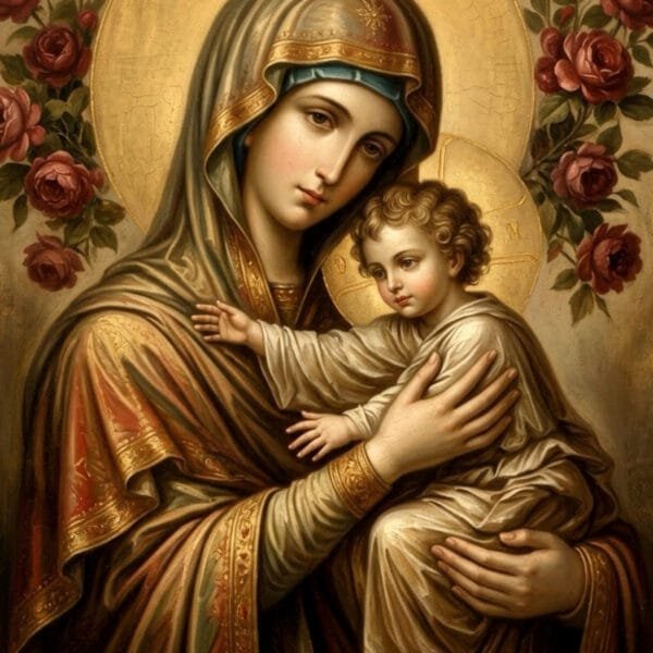 Madre e Hijo entre Rosas, arte sin mockup