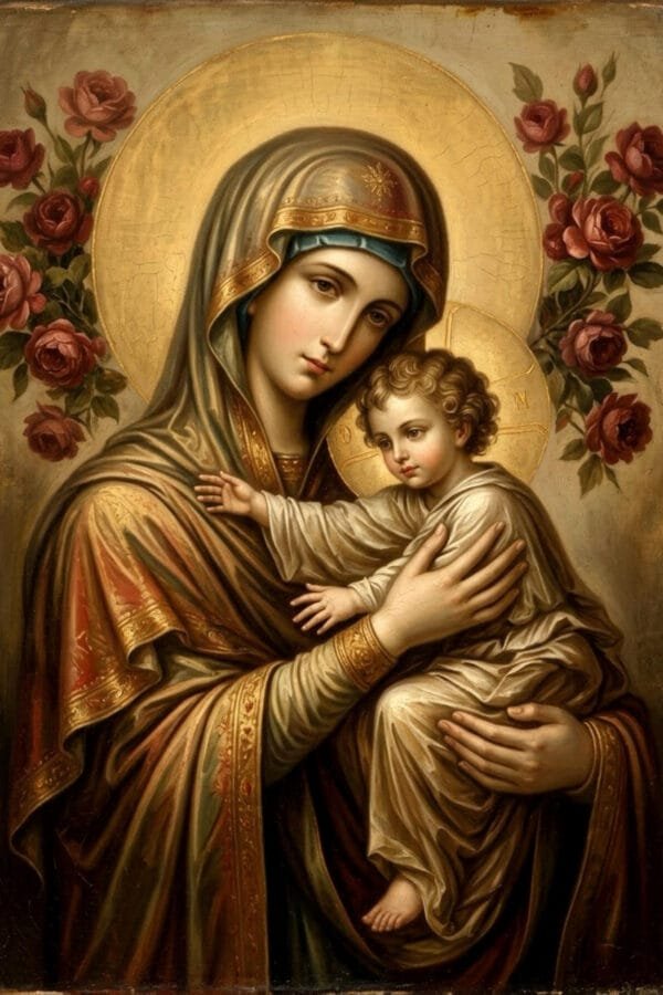 Madre e Hijo entre Rosas, arte sin mockup